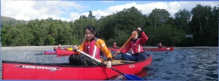 Our canoes are usually paddled by 2 people.  Most canoes are fitted with seats but canoes are more skillfully paddled either kneeling or standing.